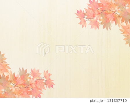 繊細な縦の木目のある明るい白木色の板に紅葉柄をあしらった背景画像6 繊細な縦の木目のある明るい白木色の板に紅葉柄をあしらった背景画像6 131837710