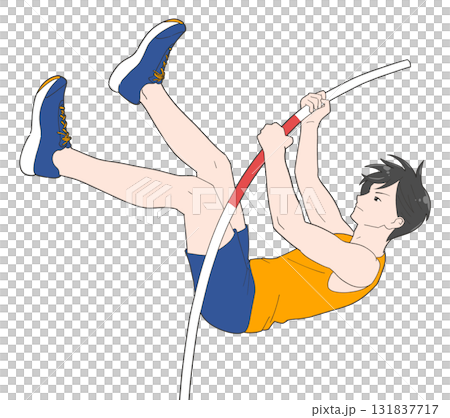 男孩撐竿跳的插圖 男孩撐竿跳的插圖 131837717