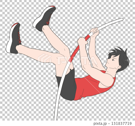棒高跳びをする男子のイラスト 131837719