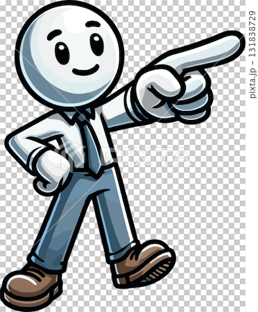 一名商人指著的插圖 131838729