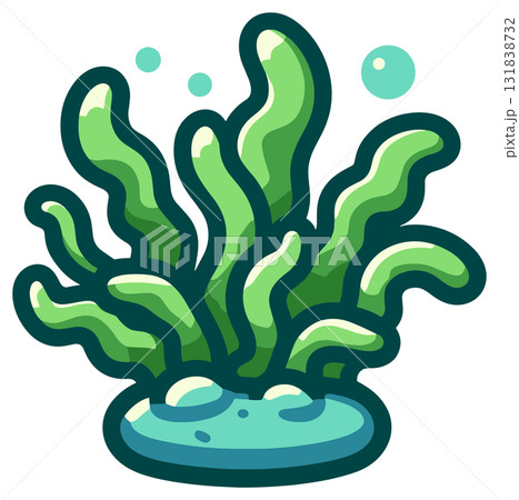 水中で揺れるワカメのイラスト 131838732