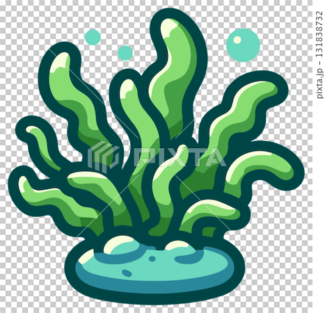 水中で揺れるワカメのイラスト 131838732