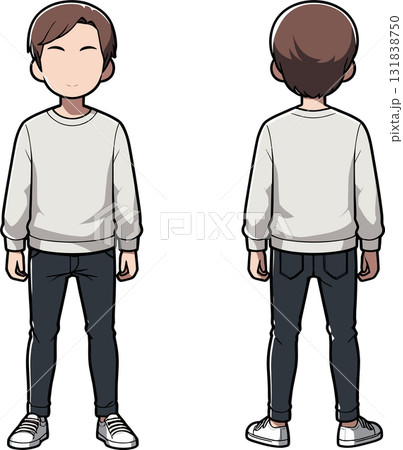 シンプルな男性の前後のイラスト 131838750