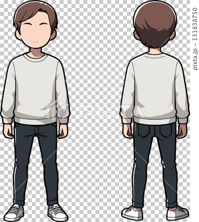 シンプルな男性の前後のイラスト 131838750