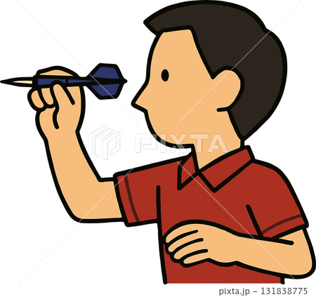 ダーツを投げようと構える男性のイラスト ダーツを投げようと構える男性のイラスト 131838775
