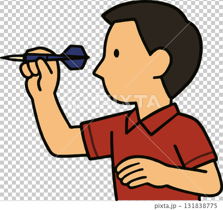 ダーツを投げようと構える男性のイラスト ダーツを投げようと構える男性のイラスト 131838775