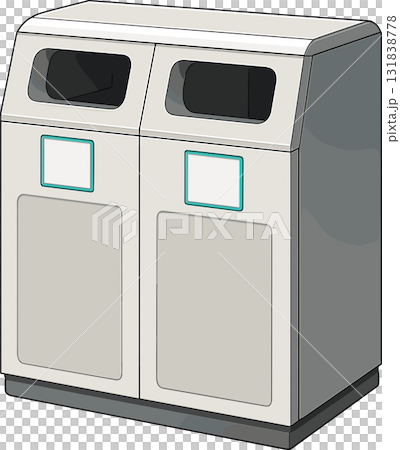 Illustration of two store trash cans lined up 131838778
