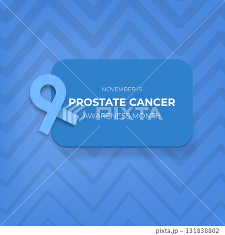 Prostate cancer awareness month banner with blue ribbon icon. Blue November is prostate cancer awareness month. Movember mens health month poster and square banner Prostate cancer awareness month banner with blue ribbon icon. Blue November is prostate cancer awareness month. Movember mens health month poster and square banner 131838802