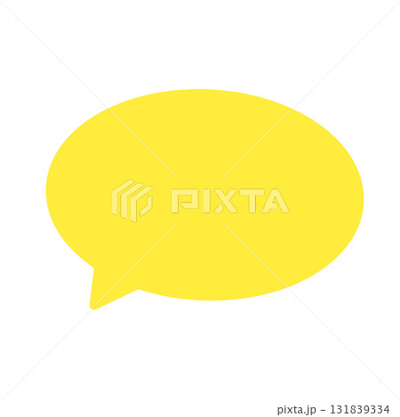 シンプルで可愛らしい丸型フキダシのイエロー塗りつぶし素材 131839334