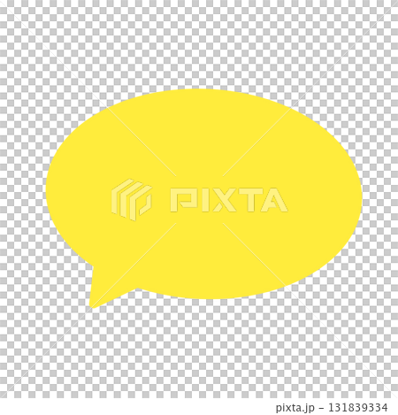 シンプルで可愛らしい丸型フキダシのイエロー塗りつぶし素材 131839334