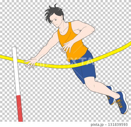 男孩撐竿跳的插圖 131839593