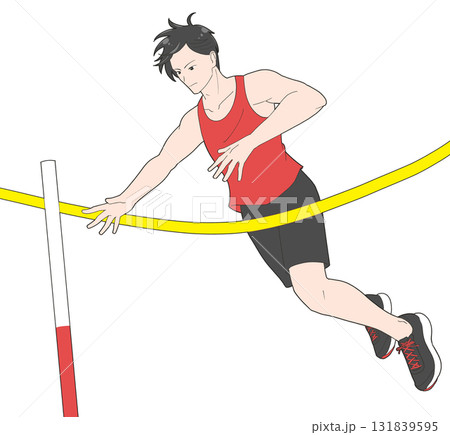 棒高跳びをする男子のイラスト 棒高跳びをする男子のイラスト 131839595