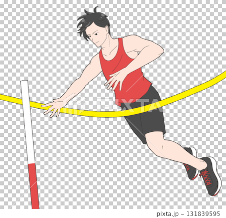 棒高跳びをする男子のイラスト 棒高跳びをする男子のイラスト 131839595