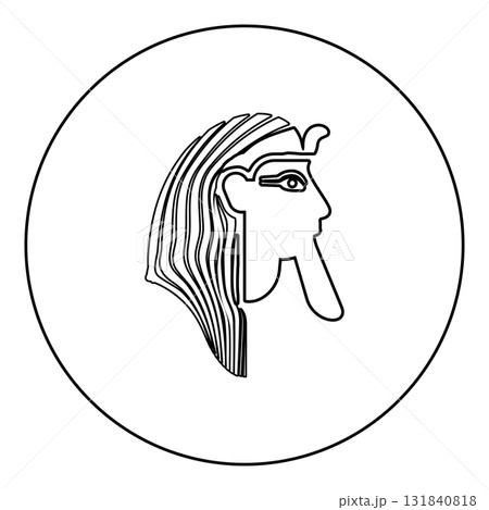 Head pharaoh cop faro mask icon in circle round black color vector illustration image outline contour line thin style Head pharaoh cop faro mask icon in circle round black color vector illustration image outline contour line thin style 131840818