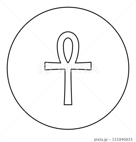 Coptic cross Ankh ancient Egyptian religious symbol icon in circle round black color vector illustration image outline contour line thin style Coptic cross Ankh ancient Egyptian religious symbol icon in circle round black color vector illustration image outline contour line thin style 131840833