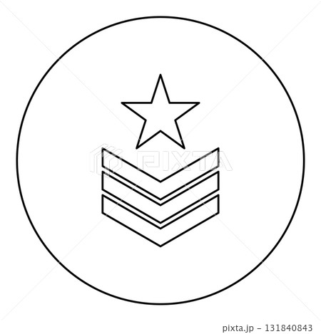 Army chevron military rank insignia badge symbol sign petty officer icon in circle round black color vector illustration image outline contour line thin style 131840843