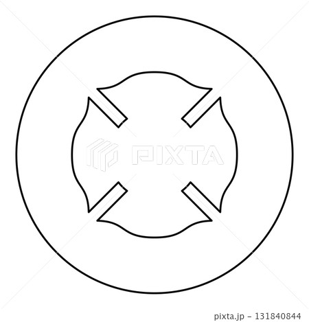Firefighter cross Malta emblem fire fighter dept icon in circle round black color vector illustration image outline contour line thin style Firefighter cross Malta emblem fire fighter dept icon in circle round black color vector illustration image outline contour line thin style 131840844