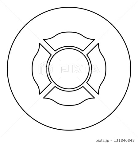 Firefighter cross Malta emblem fire fighter dept icon in circle round black color vector illustration image outline contour line thin style Firefighter cross Malta emblem fire fighter dept icon in circle round black color vector illustration image outline contour line thin style 131840845