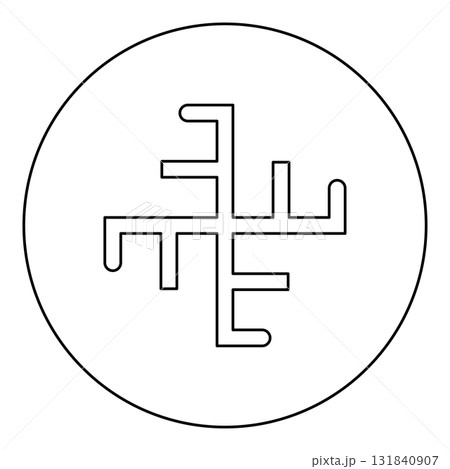 Heavenly cross symbol sign slavic pagan icon in circle round black color vector illustration image outline contour line thin style 131840907