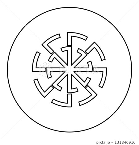 Svitovit symbol sign slavic pagan icon in circle round black color vector illustration image outline contour line thin style 131840910
