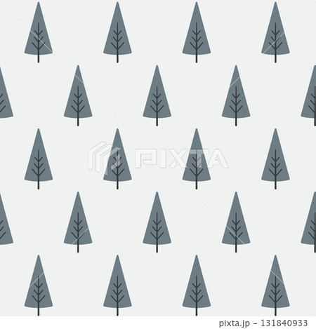 Simple gray christmas trees on light background in minimal seamless design 131840933