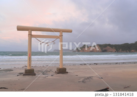 鵜原海岸の白い鳥居（千葉県勝浦市） 131841418