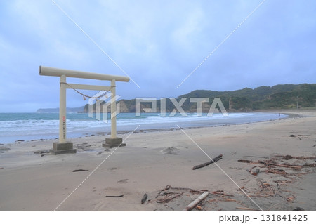 鵜原海岸の白い鳥居(千葉県勝浦市) 鵜原海岸の白い鳥居(千葉県勝浦市) 131841425