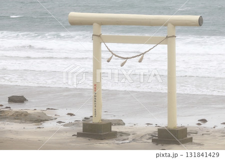 鵜原海岸の白い鳥居(千葉県勝浦市) 鵜原海岸の白い鳥居(千葉県勝浦市) 131841429
