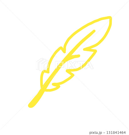 執筆や軽さを表すシンプルな羽ペンの黄色いアウトライン線画アイコン 執筆や軽さを表すシンプルな羽ペンの黄色いアウトライン線画アイコン 131841464
