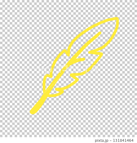 執筆や軽さを表すシンプルな羽ペンの黄色いアウトライン線画アイコン 執筆や軽さを表すシンプルな羽ペンの黄色いアウトライン線画アイコン 131841464