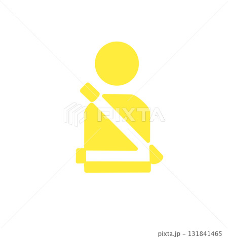 シートベルトを締めた人の交通安全を表すイエローピクトグラムアイコン シートベルトを締めた人の交通安全を表すイエローピクトグラムアイコン 131841465