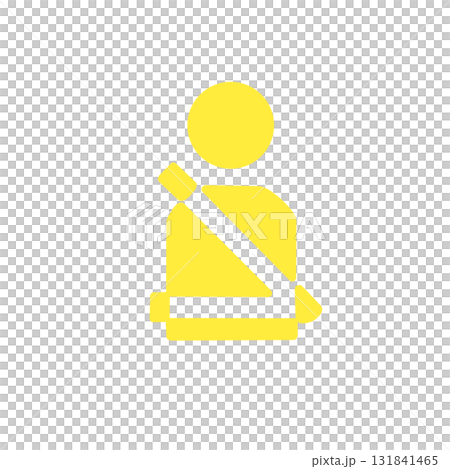 シートベルトを締めた人の交通安全を表すイエローピクトグラムアイコン シートベルトを締めた人の交通安全を表すイエローピクトグラムアイコン 131841465