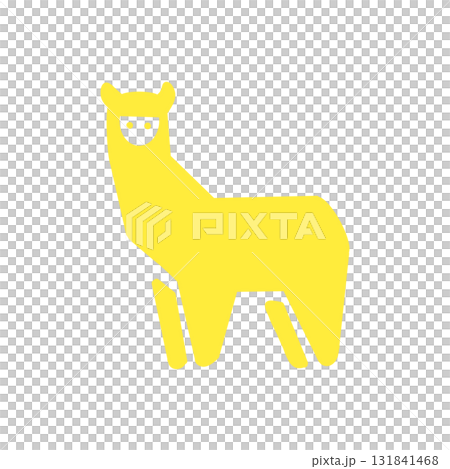 A yellow silhouette icon of a llama (alpaca) with a cool expression 131841468
