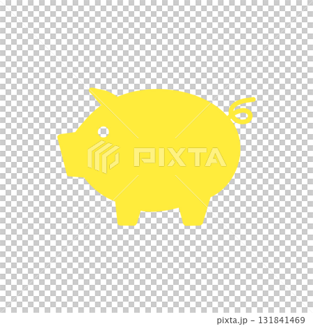 Yellow silhouette icon of a piggy bank saving money 131841469