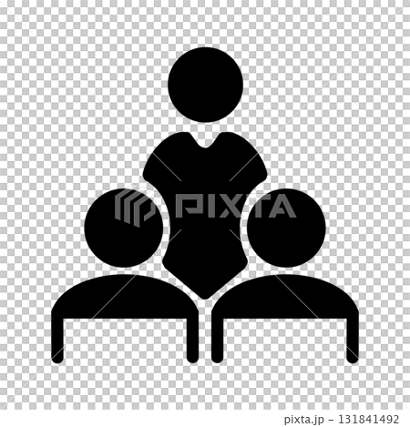 Group pictogram icon of boss and subordinates providing guidance and mentoring 131841492