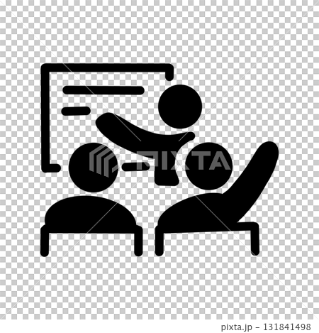 象形圖示代表會議或訓練課程中的演示，參與者舉手 131841498