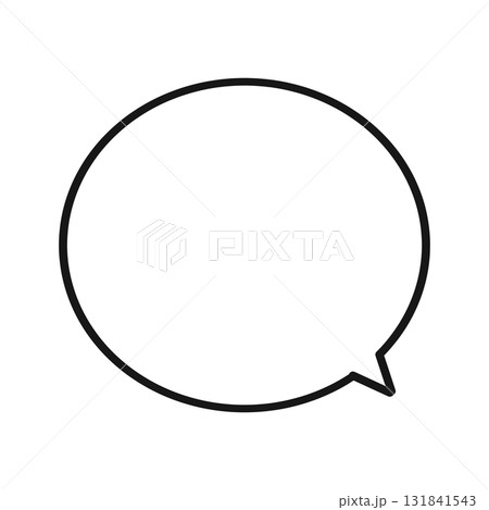 シンプルで正円に近い丸型フキダシの黒いアウトライン線画素材 131841543