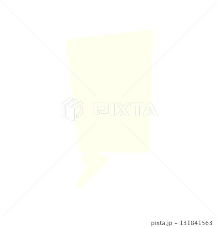 稲妻（イナズマ）のしっぽが付いた傾きのある淡いイエローフキダシ 131841563