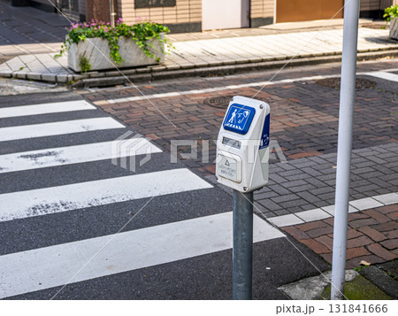 視覚障害者用音響式信号機のスイッチと横断歩道 131841666