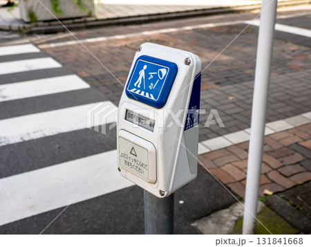 視覚障害者用音響式信号機のスイッチと横断歩道 131841668