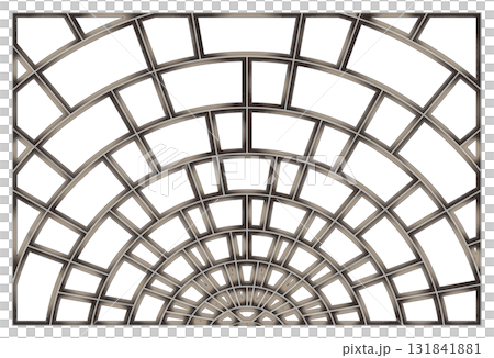 復古、厚重的鉚釘鋼拱形窗框鏤空層材料，可用於組合照片和插圖 131841881