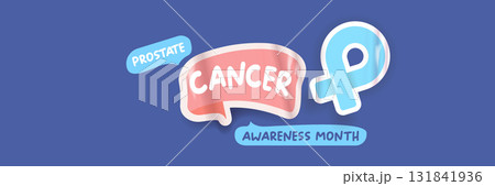 November Prostate cancer awareness month banner with blue ribbon icon. Blue November is prostate cancer awareness month. Movember mens health month poster and wide banner November Prostate cancer awareness month banner with blue ribbon icon. Blue November is prostate cancer awareness month. Movember mens health month poster and wide banner 131841936