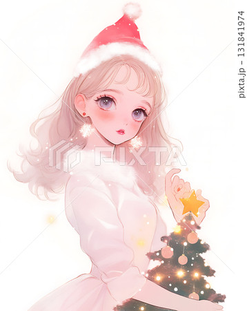 クリスマスにツリーを持って立つ少女 131841974