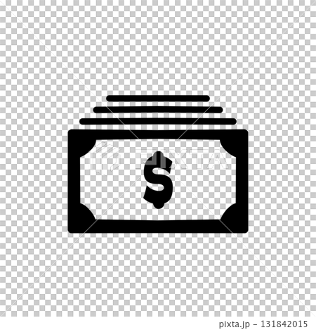 束になった$マーク付き紙幣(お札)のモノクロピクトグラムアイコン 束になった$マーク付き紙幣(お札)のモノクロピクトグラムアイコン 131842015