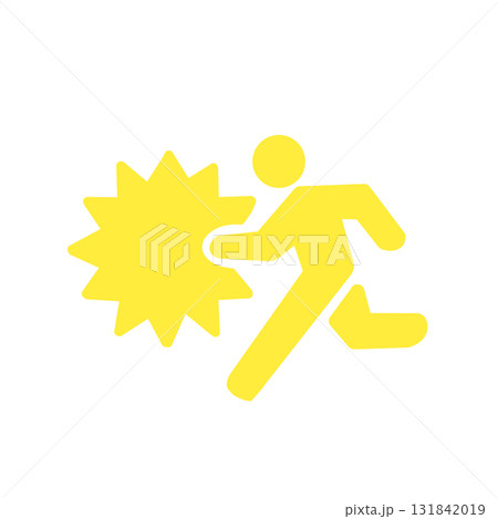 爆発的な勢いで走る人物のイエローピクトグラムアイコン 131842019