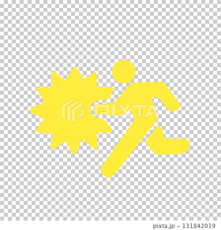 爆発的な勢いで走る人物のイエローピクトグラムアイコン 131842019
