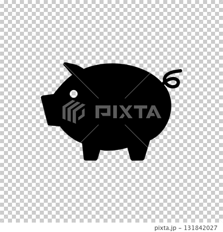 存錢筒的單色剪影圖標 131842027