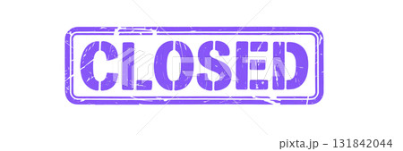 閉店を表す「CLOSED」の文字入りスタンプ風ブルーベクター素材 131842044