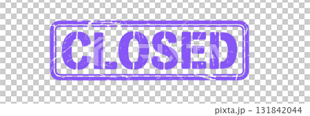 閉店を表す「CLOSED」の文字入りスタンプ風ブルーベクター素材 131842044