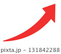 上昇する赤いカーブした矢印のイラスト 131842288